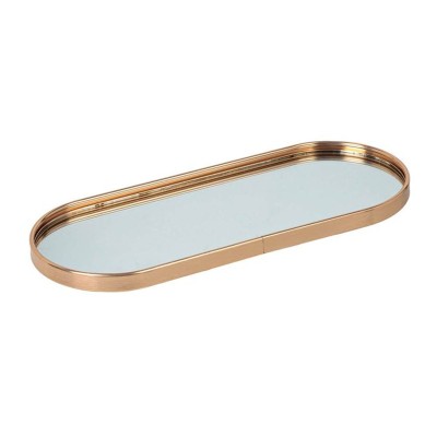 Suport pentru lumanari, Tava ovala cu oglinda, Auriu, 34x13.5x1.5 cm, ATU-085080 foto