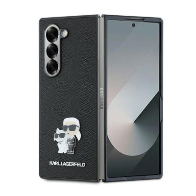 Husa pentru Samsung Galaxy Z Fold6 F956, Karl Lagerfeld, Saffiano Karl &amp;amp; Choupette Metal, Neagra foto