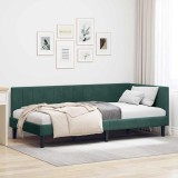 vidaXL Cadru de pat colțar Verde &icirc;nchis 90 x 200 cm Catifea