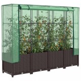 VidaXL Strat &icirc;nălțat cu husă de seră, aspect ratan, 160x40x138 cm