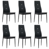 vidaXL Scaune de sufragerie, 6 buc., negru, piele ecologică