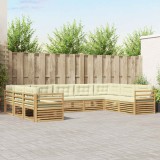 vidaXL Set de canapele de exterior 9 pcs Alb și crem 3391135