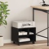 vidaXL Suport Imprimantă Stejar Negru 41x32x33.5cm, Mobilier Birou, Lemn, Cu Roti, Negru