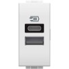 Priza USB 1M Tip A+C 5V 3000mA Living Light Bticino alb N4191AC