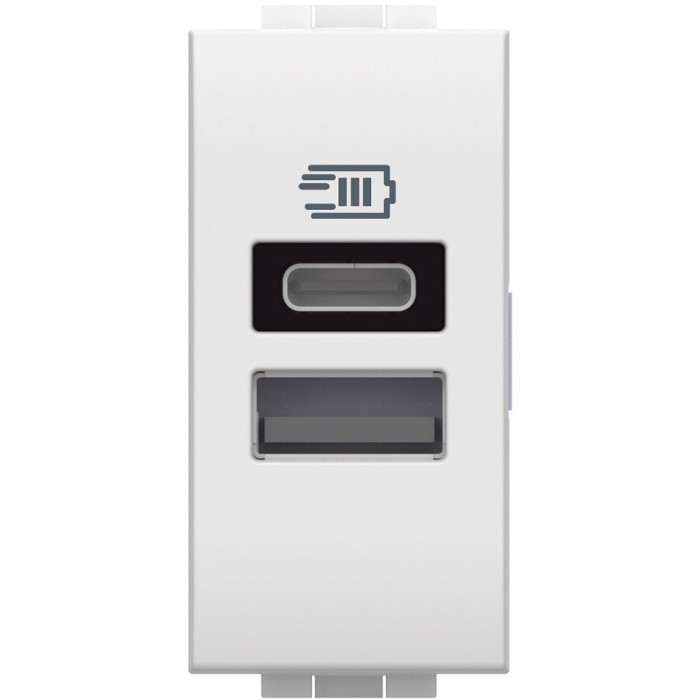 Priza USB 1M Tip A+C 5V 3000mA Living Light Bticino alb N4191AC