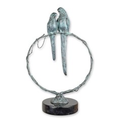 Doi papagali pe o ramura-statueta din bronz pe un soclu din marmura BX-93
