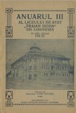 C9721N Anuarul III al liceului de stat Traian Doda din Caransebeș pe anul școlar 1921/22 publicat de directorul Sabin Evuțian, 1923, Caransebeș