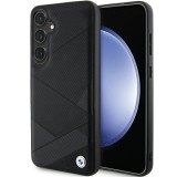 Husa BMW Samsung Galaxy S24 Natural Signature Leather Crossing Lines Pattern, negru, BMHCS24S23RCGPK