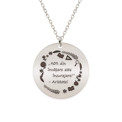 Courage - Colier personalizat 90% din invatare este incurajare din argint 925 foto