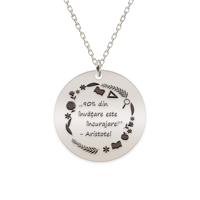 Courage - Colier personalizat 90% din invatare este incurajare din argint 925