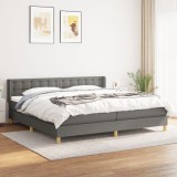 Cumpara ieftin Pat box spring cu saltea, gri &icirc;nchis, 200x200 cm, textil