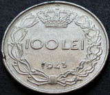 Moneda istorica 100 LEI - ROMANIA / REGAT, anul 1943 *cod 3813