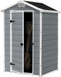 Casuta de gradina Keter Manor gri/alba, 128x94x196 cm, protectie UV