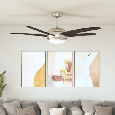 vidaXL Ventilator tavan decorativ cu iluminare, 128 cm, maro foto