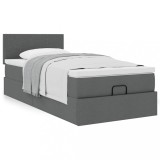 VidaXL Pat otoman cu saltea țesătură gri &icirc;nchis 90x200 cm 3311346