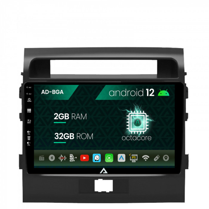 Navigatie Toyota Land Cruiser 200 (2007-2015), Android 12, A-Octacore 2GB RAM + 32GB ROM, 9 Inch - AD-BGA9002+AD-BGRKIT075