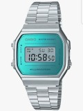 Cumpara ieftin Ceas unisex digital Casio, quartz, bratara din otel inoxidabil argintie, iluminare electroluminiscenta, alarma si cronometru, rezistent la apa, fata t