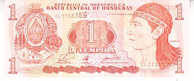 M1 - Bancnota foarte veche - Honduras - 1 lempira - 1998 foto