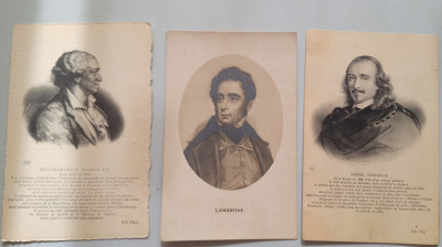 FRANTA VIEUX CARTES POSTALES,MARI SCRIITORI BEAUMARCHAIS,LAMARTINE,P.CORNEILLE foto