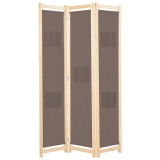 Cumpara ieftin Paravan de camera cu 3 panouri, maro, 120x170x4 cm, textil