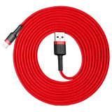 Cablu Date si Incarcare USB la Lightning Baseus Cafule, 2A, 3 m, Rosu CALKLF-R09