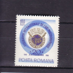 ROMANIA 1968 LP 684 - 20 ANI FEDERATIA INTERNATIONALA ARTA MNH