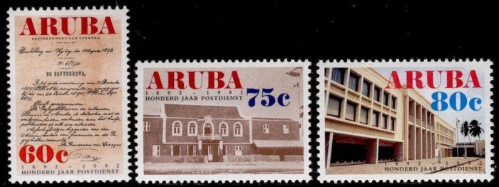 ARUBA 1992 CENTENARUL SERVICIILOR POSTALE