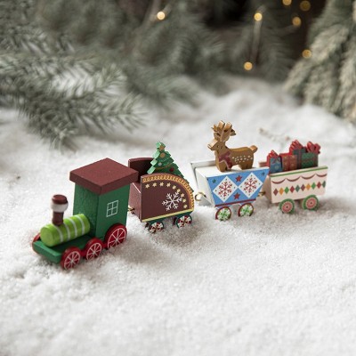Ornament Decoratiune de Craciun Tren Pictat, Flippy, Tip Ornament Jucarie de Decor pentru Craciun, din Lemn 20 cm, Tren Figurina de Craciun, Multicolo foto