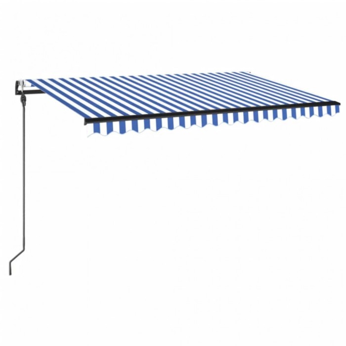 Copertina automata cu senzor vant&amp;LED, albastru/alb, 400x300 cm