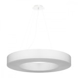 Candelabru Saturn Alb, Tesatura/Pvc/Otel, 6 Becuri Rotunde Minimalist De Interior.