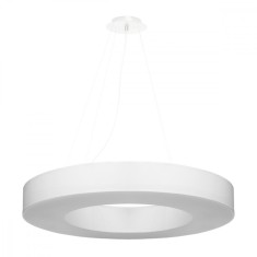 Candelabru Saturn Alb, Tesatura/Pvc/Otel, 6 Becuri Rotunde Minimalist De Interior.