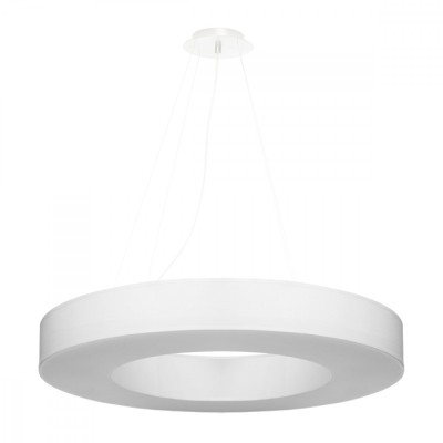 Candelabru Saturn Alb, Tesatura/Pvc/Otel, 6 Becuri Rotunde Minimalist De Interior. foto