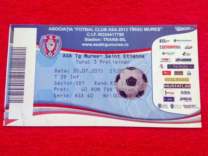 Bilet meci fotbal ASA TIRGU MURES - AS ST. ETIENNE 30.07.2015 Europa League