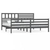 Cumpara ieftin Cadru de pat, gri , 200x200 cm, lemn masiv