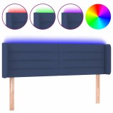 Cumpara ieftin Tablie de pat cu LED, albastru, 147x16x78/88 cm, textil
