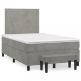 Cumpara ieftin Pat continental cu saltea, gri deschis, 120x200 cm, catifea