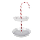 Cumpara ieftin Platou Craciun metal alb rosu &Oslash; 29x47 cm
