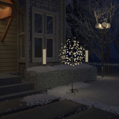 vidaXL Pom Crăciun, 120 LED-uri alb cald, flori de cireș, 150 cm foto