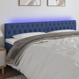 VidaXL Tăblie de pat cu LED, albastru, 200x7x78/88 cm, textil