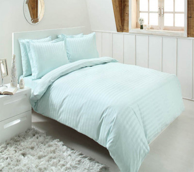 Cearsaf de pat cu elastic din damasc, densitate 130 g/mp, Verde mint foto