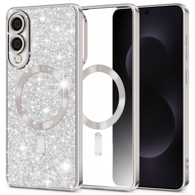 Husa MagSafe pentru Samsung Galaxy S25 Edge S937, Techsuit, Luxury Glitter, Argintie foto