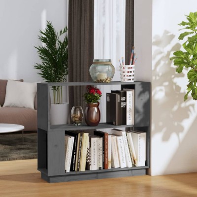 vidaXL Bibliotecă/Separator cameră, gri, 80x25x70 cm lemn masiv pin foto