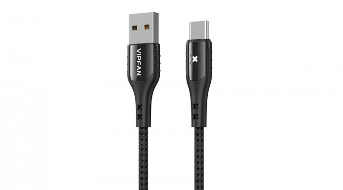 Vipfan Colorful X13 Cablu USB și USB-C 3A, 1,2 m (negru)