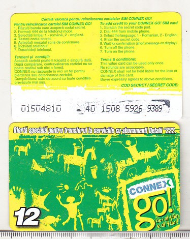 bnk card Romania - Connex - reincarcare Go! 12 - RO-CON-REF-0020A