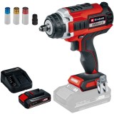 Einhell IMPAXXO 18/450 PXC + Starter Kit - Masina de insurubat cu impact patrat 1/2 inch 400 Nm accesorii + Set 1 acumulator si incarcator Li-Ion 18 V