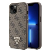 Cumpara ieftin Husa Guess PU 4G Strass Triangle Metal Logo pentru iPhone 15 Brown