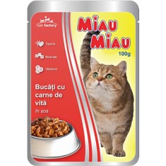 Hrana umeda pentru pisici cu vita Miau-Miau 100 gr