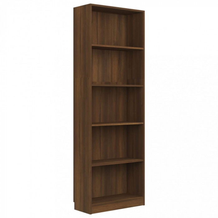 Bibliotecă 5 niveluri stejar maro 60x24x175 cm lemn compozit