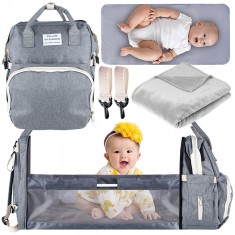 (DL) Geanta rucsac pentru bebelusi si mamici, Travel Organizer set cu Changing Pad, 5 in 1, 41x30x19cm , gri Household NewTrend foto