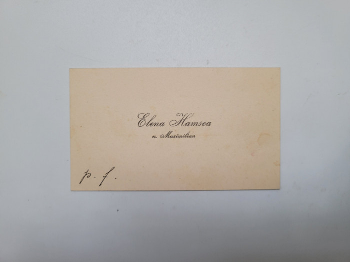 rara carte de vizita Elena Hamsea, n. Maximilian, fam Augustin Hamsea, Arad